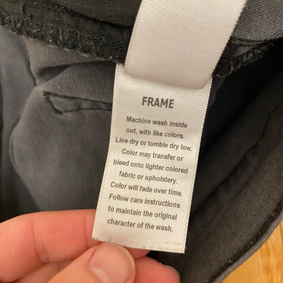 FRAME Le Skinny De Jeanne Satine Rips in Grey Shred Size 28 | 50% Modal - Picture 7 of 12